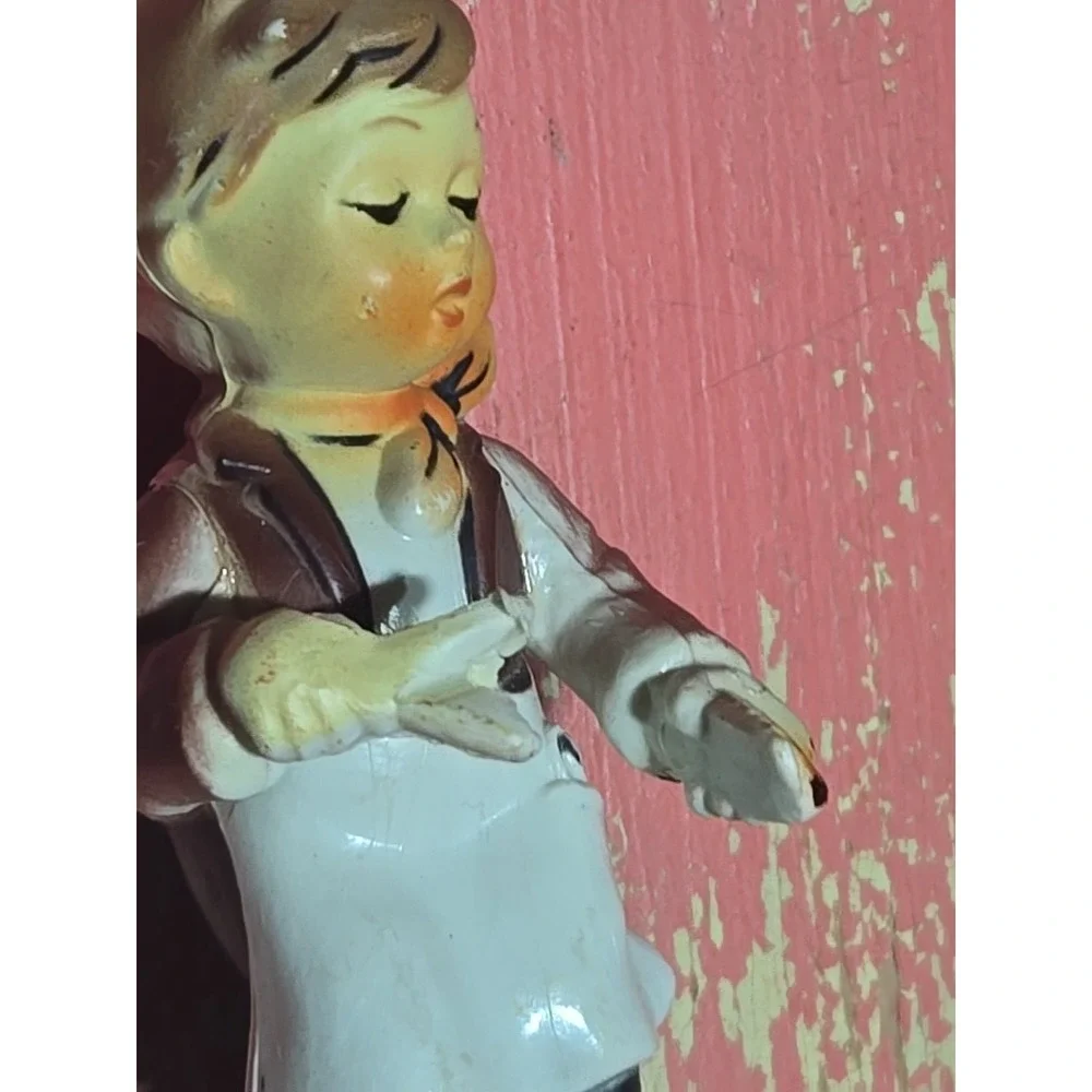 VINTAGE Goebel Hummel Style Christmas Ornament Boy Barber Scissors‎ Comb Apron